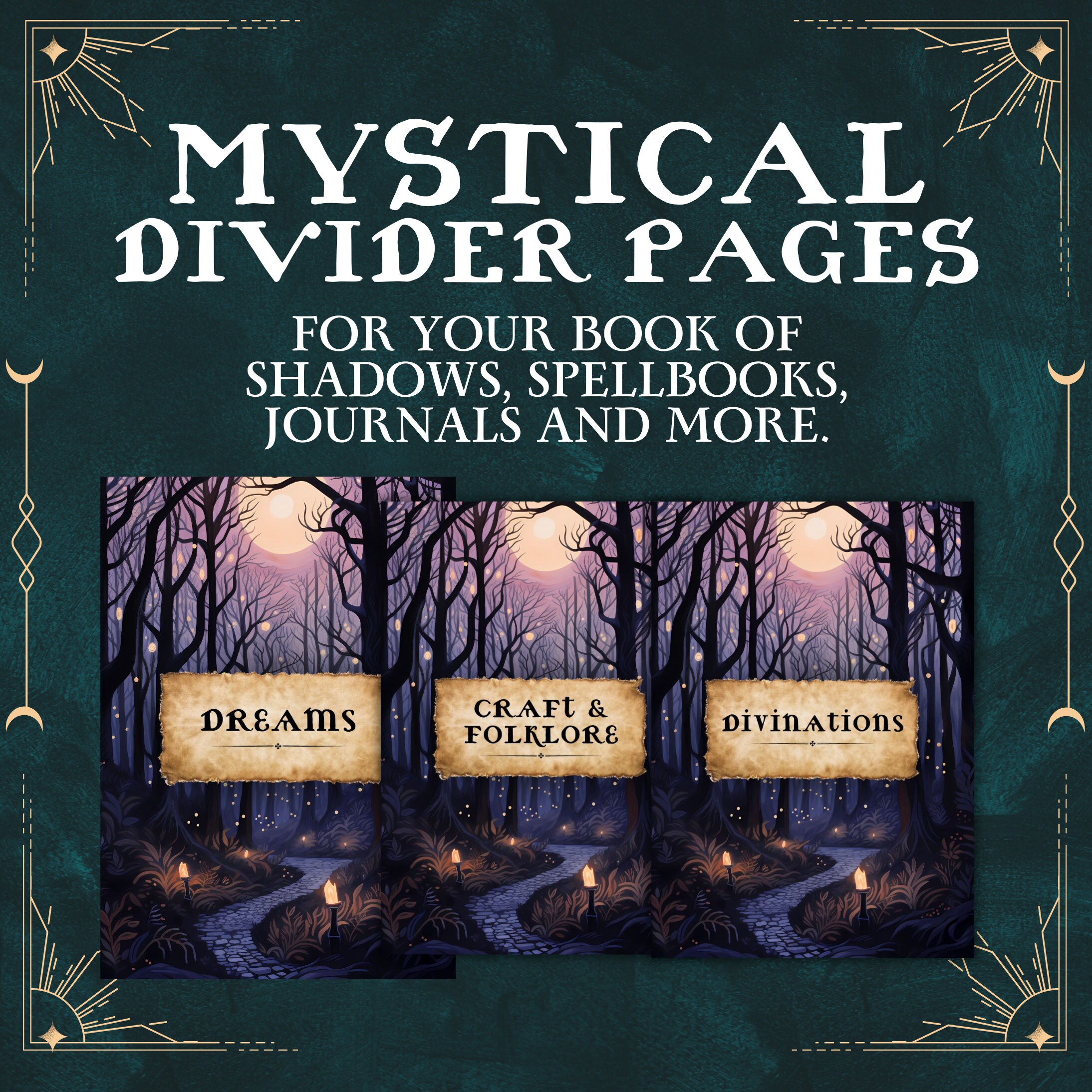 Printable Grimoire Journal Dark Forest Divider Pages - Digital Grimoire ...
