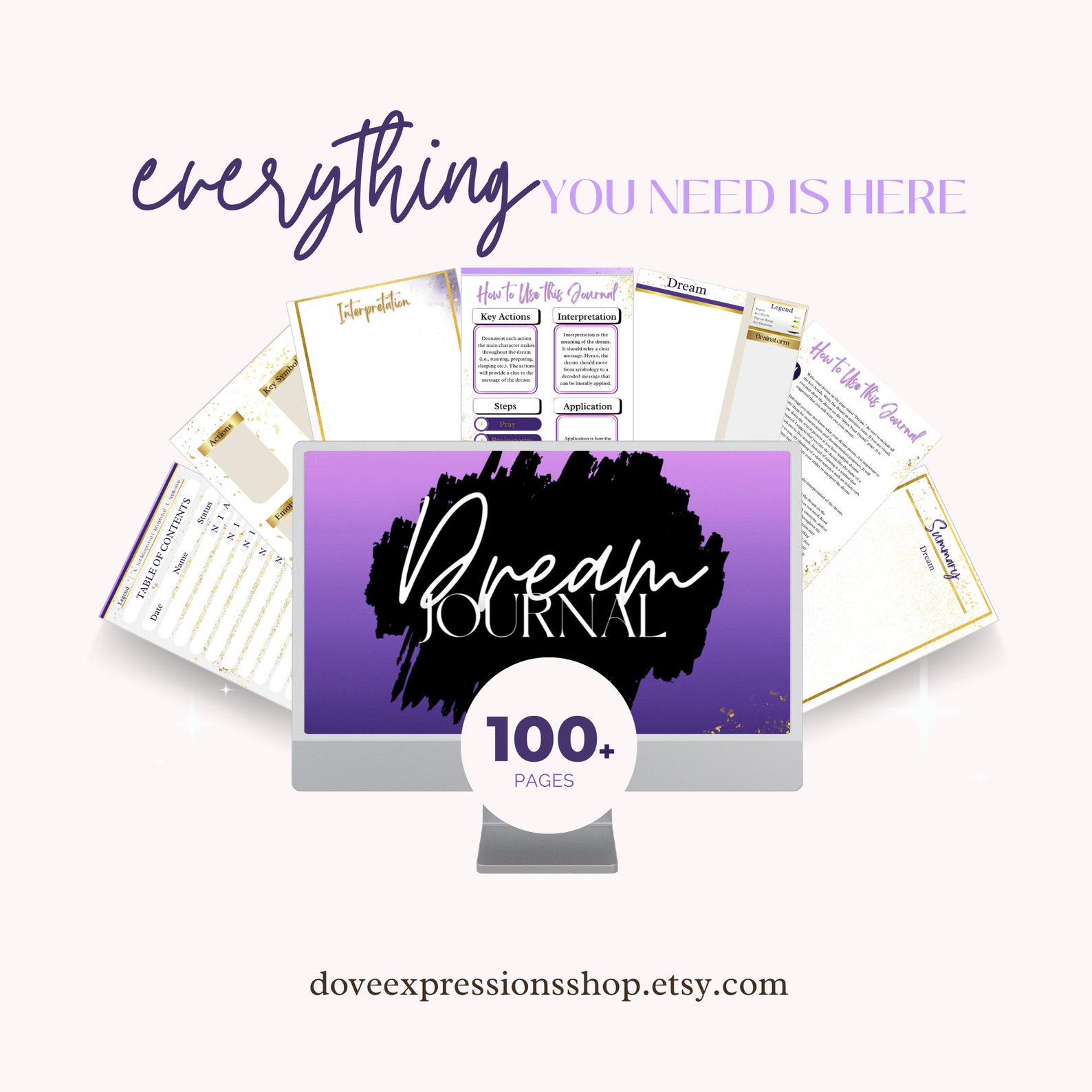 Digital Dream Journal for Women | Purple Christian Journal for Hearing God | Prophetic Vision ...