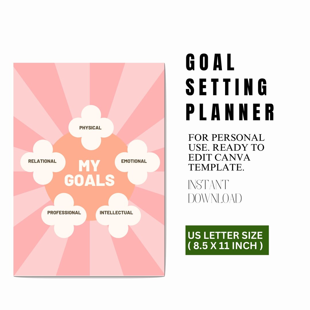 Goal Setting Planner | Digital PDF | Printable Goal Tracker ...