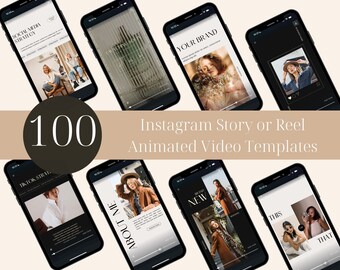 Könnte beinhalten: Eine Sammlung von 100 animierten Videovorlagen für Instagram Story oder Reel. Die Vorlagen bieten eine Vielzahl von Designs, darunter Textüberlagerungen, Grafiken und Animationen. Die Vorlagen sind perfekt für Unternehmen und Einzelpersonen, die ansprechende und auffällige Inhalte für ihre sozialen Medien erstellen möchten.