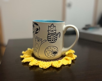 Posavasos de girasol de ganchillo