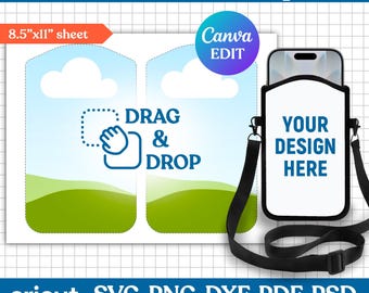 Phone Pouch Template, Crossbody Bag Template, Phone Pouch Sublimation Template, Photo Bag Template, Bag Blank Template, DIY, Canva Editable