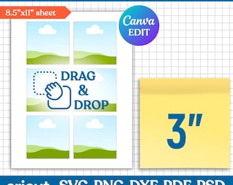 3" Sticky Note, Sticky Note Template, Custom Sticky Notes, Note Page, Note Template, Sticker for Planner, Printable, DIY, Canva Editable