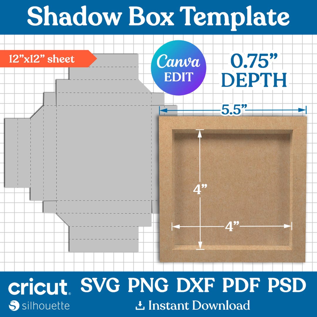 Shadow Box Template, Shadow Box Svg, Light Box Template, 3d Shadow Box ...