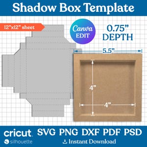 Shadow Box Template, Shadow Box Svg, Light Box Template, 3d Shadow Box Template, Shadow Box Frame, Svg Files for Cricut, Paper Box Frame