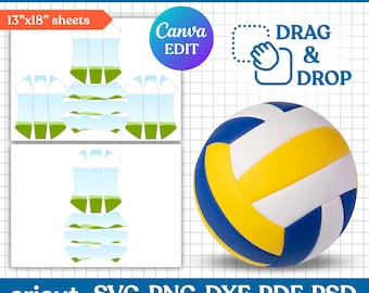 Volleyball Panel Template Svg, Volleyball Panel Blank Template, Custom Volleyball Ball Wrap, Volleyball Ball Panel Template, Canva Editable