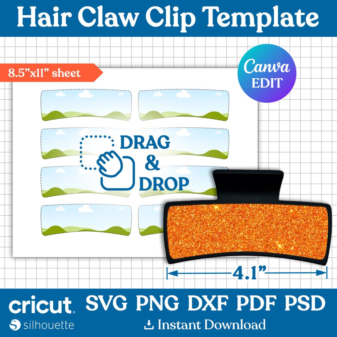 Large Hair Claw Clip Template, Hair Claw Clip Sublimation Template ...