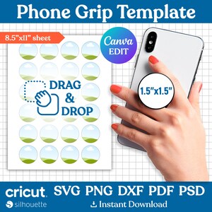 Phone Grip Template, Phone Grip Blank Template, Phone Grip Svg, Phone ...
