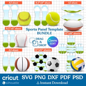 Sports Panel Template BUNDLE, Basketball Panel, Football Panel, Volleyball Panel, Soccer Panel, Baseball Panel, Printable, Canva Editable