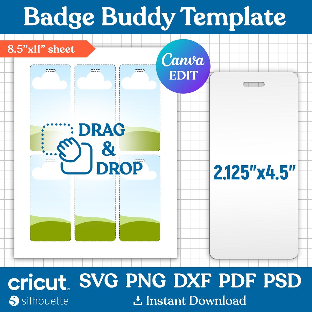 Badge Buddy Template, ID Badge Template, Badge Buddy Blank, Vip Badge ...