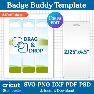 Badge Buddy Template, ID Badge Template, Badge Buddy Blank, Vip Badge, Staff Badge, Name Badge, Office Badge, Printable, DIY, Canva Editable