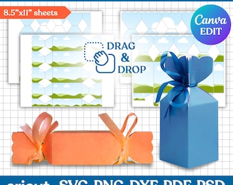 Candy Box Template, Candy Shaped Box, Gift Box, Candy Gift Box Template, Party Gift Box, Party Favor Box, Box Svg for Cricut, Canva Editable
