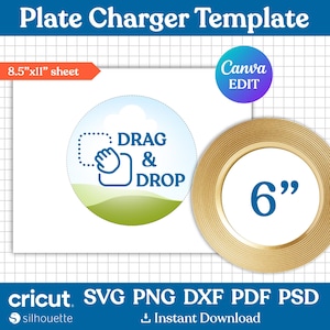 6&quot; Plate Charger Template, Plate Insert Template, Circle Template, Round Charger Template, Round Blank Plate, Printable, DIY, Canva Editable