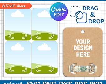 Money Holder Card Template, Money Card Svg, Money Holder Svg, Money Card Holder Svg, Money Gift Card Holder, Printable, Canva Editable