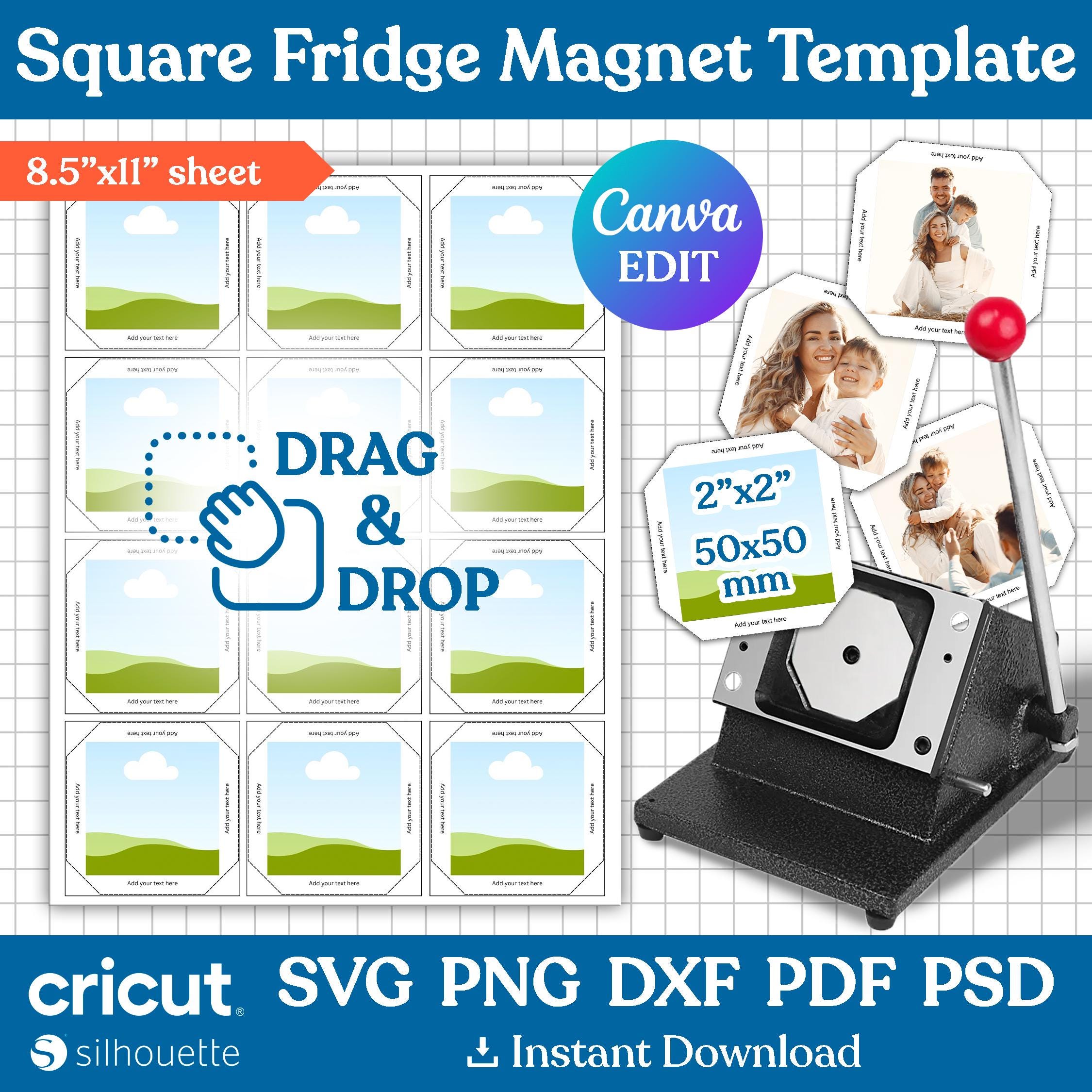 2x2 Square Fridge Magnet Template, Magnet Maker Template, Magnet ...