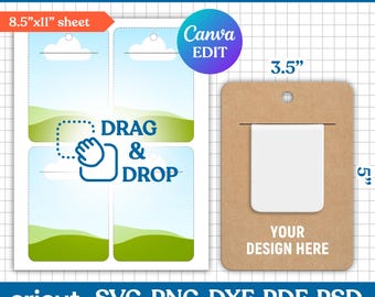 Magnetic Bookmark Holder Template, Bookmark Display Card, Bookmark Holder Template, Bookmark Packaging, Bookmark Template, Canva Editable