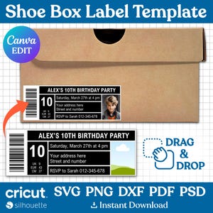 Shoe Box Label Template, Shoe Box Label Svg, Sneaker Box Label Template, Favor Box Label,  Editable Template, Printable, png, Canva Editable
