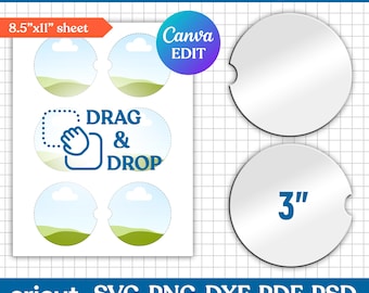 3" Car Coaster Template Svg, Car Cup Coaster Template, Car Coaster Sublimation, Geode Car Coaster, Car Coaster Blank, png, Canva Editable