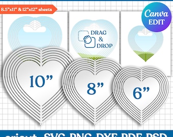 Heart Wind Spinner Template, Wind Spinner for Sublimation, Wind Spinner Svg, Wind Spinner Template, Wind Spinner Mockup, DIY, Canva Editable