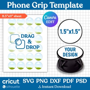 Telefon Griff Vorlage, Telefon Griff leere Vorlage, Telefon Griff svg, Telefonhalter Vorlage, Telefon Stand Sublimationsvorlage, png, Canva bearbeitbar
