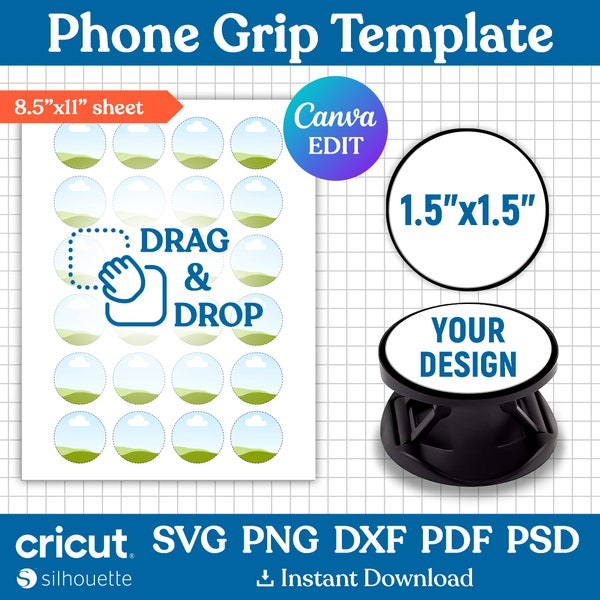 Phone Grip Template, Phone Grip Blank Template, Phone Grip Svg, Phone Holder Template, Phone Stand Sublimation Template, png, Canva Editable