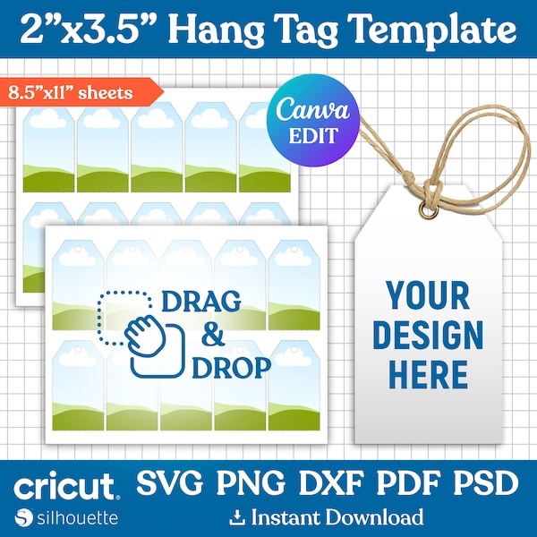 Gift Tag Template, Hang Tag Template, Gift Tag Template, Blank Sheet Gift Tags, Party Printable Tags Template, Gift Tag Svg, Canva Editable