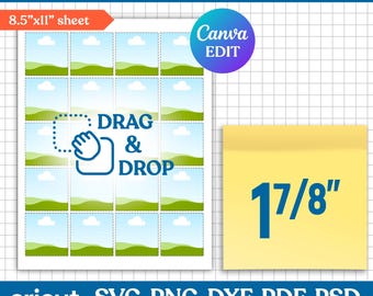 1 7/8" Sticky Note, Sticky Note Template, Custom Sticky Notes, Note Page, Note Template, Sticker for Planner, Printable, DIY, Canva Editable