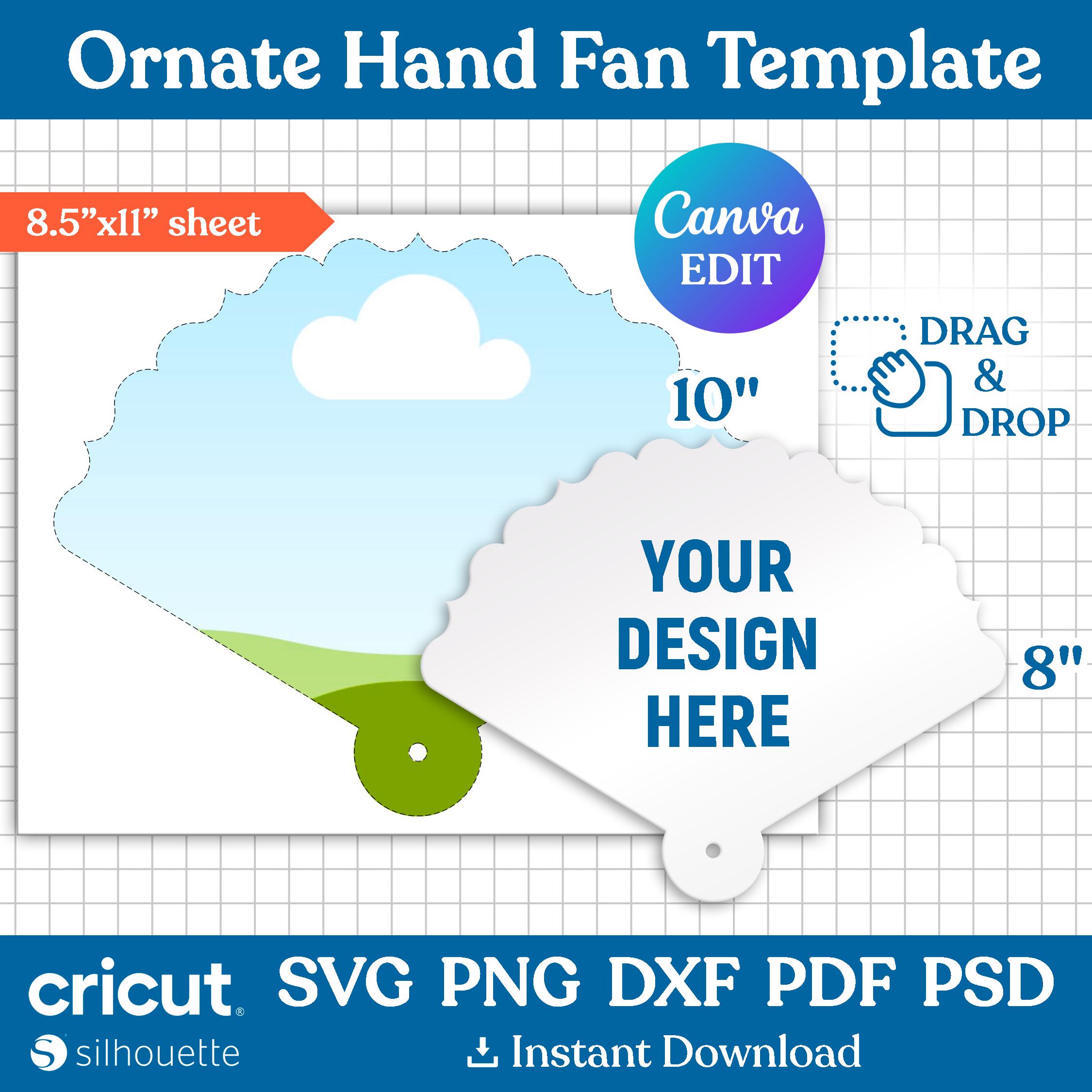 Ornate Hand Fan Template, Paddle Fan Template, Floral Hand Fan Template ...