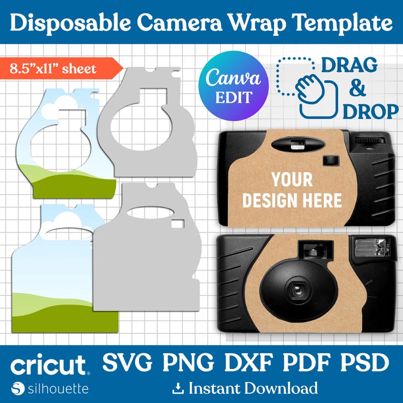 Disposable Camera Wrap Template, Template Power Flash Film Camera ...