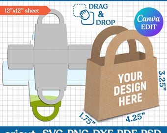 Gift Bag Template, Paper Bag Template Svg, Gift Bag Svg, Gift Box Svg, Favor Bag Template, Birthday Gift Bag, Cut Files, png, Canva Editable