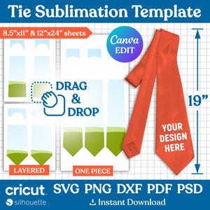 Tie Template, Tie Sublimation Template, Tie Template Svg, Mens Tie Template, Neck Tie Template, Tie Svg, Printable, Cut File, Canva Editable