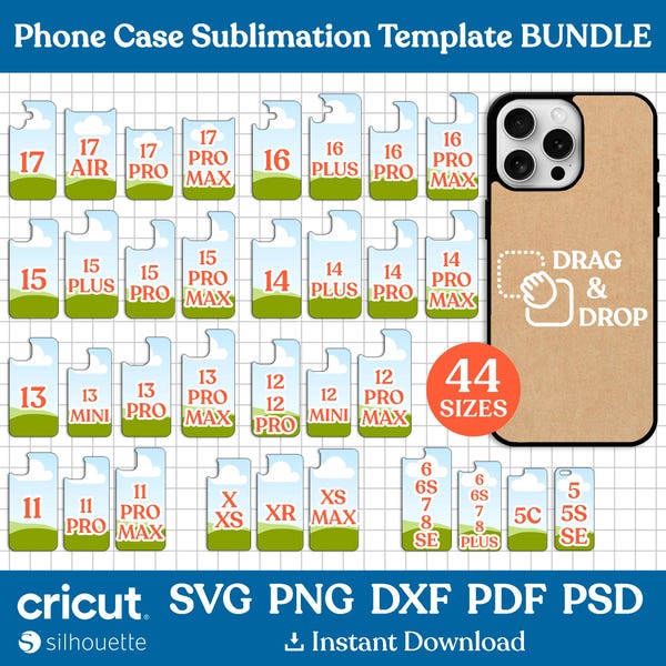 44 Phone Case Template BUNDLE, Phone Case Sublimation Template, Smartphone Case Template, Phone Case Template, Printable, Canva Editable