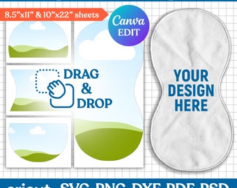 Baby Burp Cloth Template, Baby Burp Cloth for Sublimation, Baby Boy or Girl Burp Template, Burp Sublimation Design, svg, png, Canva Editable
