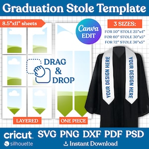 Graduation Stole Template Bundle, Stole Template Svg, Graduation Stole Sublimation Template, Graduation Template, Grad 2025, Canva Editable