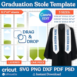 Graduation Stole Template Bundle, Stole Template Svg, Graduation Stole Sublimation Template, Graduation Template, Grad 2024, Canva Editable