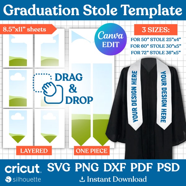 Graduation Stole Template Bundle, Stole Template Svg, Graduation Stole Sublimation Template, Graduation Template, Grad 2024, Canva Editable