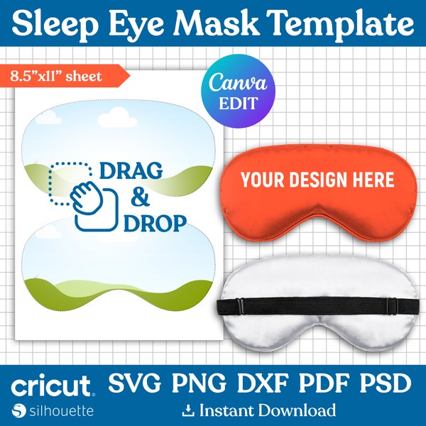 Sleeping Mask Svg, Sleep Eye Mask Template Sublimation, Customized Eye Masks, Personalized Sleeping Masks, Bridesmaid Gifts, Canva Editable