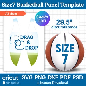 Taille 7, modèle de panneau de basket-ball Svg, modèle de panneau de basket-ball vierge, photo de basket-ball, modèle de panneau de basket-ball personnalisé, éditable sur toile