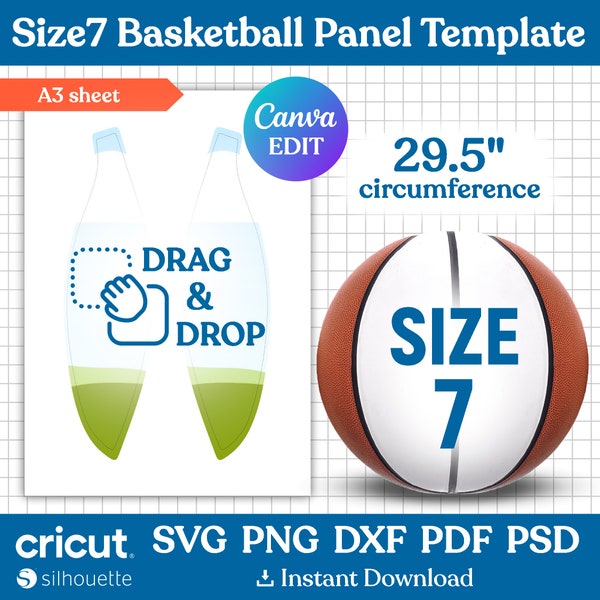 Size 7 Basketball Panel Template Svg, Blank Basketball Panel Template, Photo Basketball, Custom Basketball Panel Template, Canva Editable