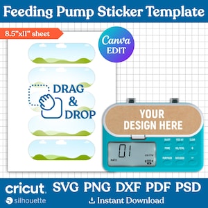 Feeding Pump Sticker Template, Feeding Pump Label, Infinity Pump Template, Feeding Pump Decal, Pump Sticker, Printable, DIY, Canva Editable