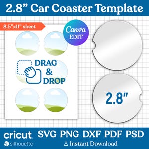 2.8" Car Coaster Template Svg, Car Cup Coaster Template, Car Coaster Sublimation, Geode Car Coaster, Car Coaster Blank, png, Canva Editable