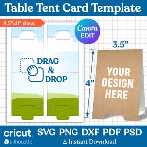 Tent Card Template, Food Label Card, Food Card Tent Signs, Folded Note Card Template, Shower Food, Place Card Template, DIY, Canva Editable