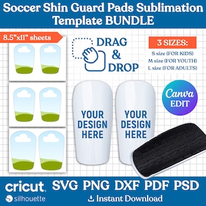 Fußball-Schienbeinschutz Pads Sublimationsvorlage, benutzerdefinierte Schienbeinschoner, personalisiert, Kinder, Teenager, Erwachsene, Sublimationsvorlage, Canva bearbeitbar