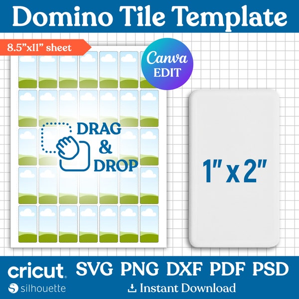 Domino Tile Template Svg, Round Corner Domino Tile Template, Domino Tile Sublimation Template, Rectangle Template, Printable, Canva Editable
