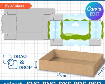 Food Tray Template, Rectangle Box Template, Snack Box Template, Food Box Template, Tray Template, Cut File, Printable, DIY, Canva Editable