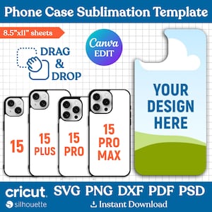 Szablon etui na telefon 15, Szablon sublimacji etui 15 Pro, Szablon 15 Pro Max, Szablon etui 15 Plus, Szablon etui na telefon, Canva Edytowalny