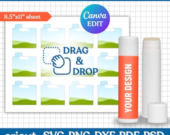 Lip Balm Label Template, Lip Balm Wrapper Template, Lip Balm Sticker, Lip Gloss Label, Chapstick Label, Cosmetic Label, DIY, Canva Editable