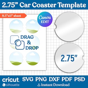 2.75&quot; Car Coaster Template Svg, Car Cup Coaster Template, Car Coaster Sublimation, Geode Car Coaster, Car Coaster Blank, png, Canva Editable