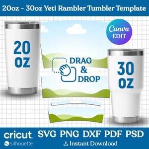 Tumbler Template Svg, 20oz - 30oz Rambler Wrap Template, Rambler Wrap Template, Tumbler Template Sublimation, Full Wrap, png, Canva Editable
