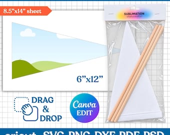 Hobby Lobby Pennant Flag Template, Pennant Flag Sublimation Template, Pennant Flag Sublimation Blank, Printable, DIY, Canva Editable